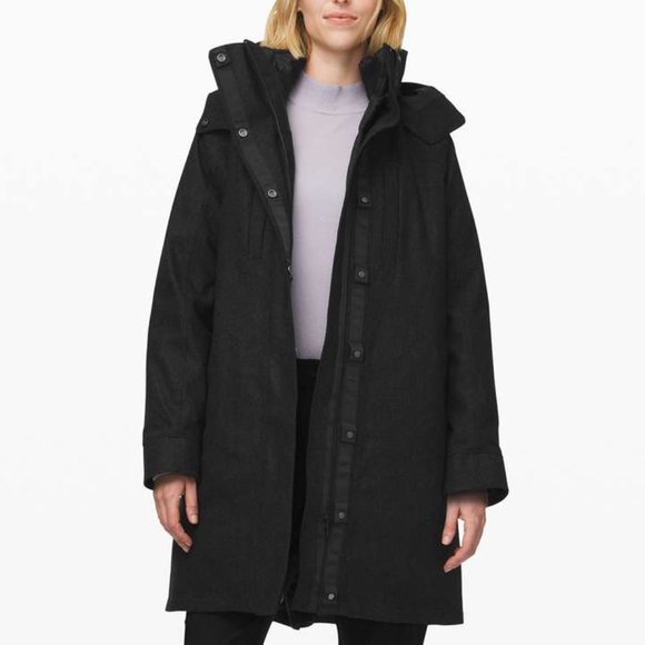 Brand New Lululemon Roam Far Wool 3-in-1 Jacket in Heathered Black / Black - Picture 1 of 12